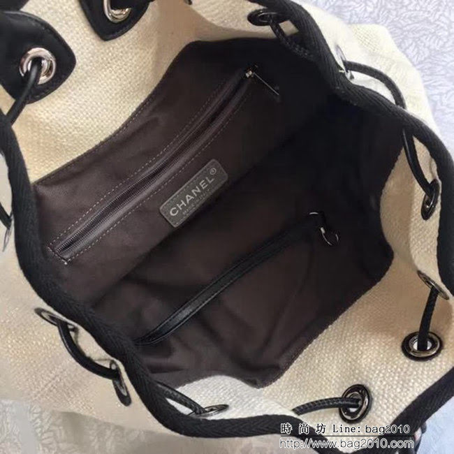 香奈兒CHANEL 93787 旅行必備帆布雙肩抽繩沙灘包DSC1992